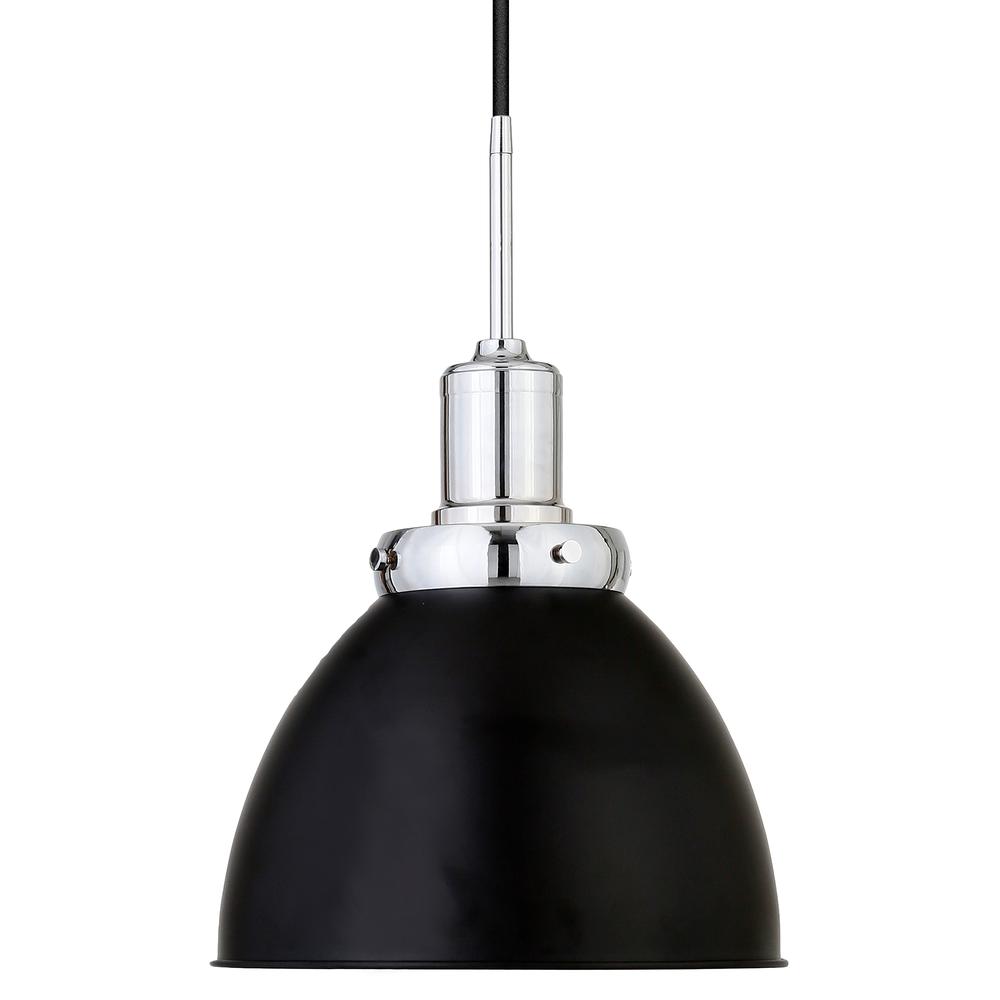 Madison 12" Wide Pendant with Metal Shade in Blackened Bronze/Polished Nickel/Blackened Bronze. Picture 3