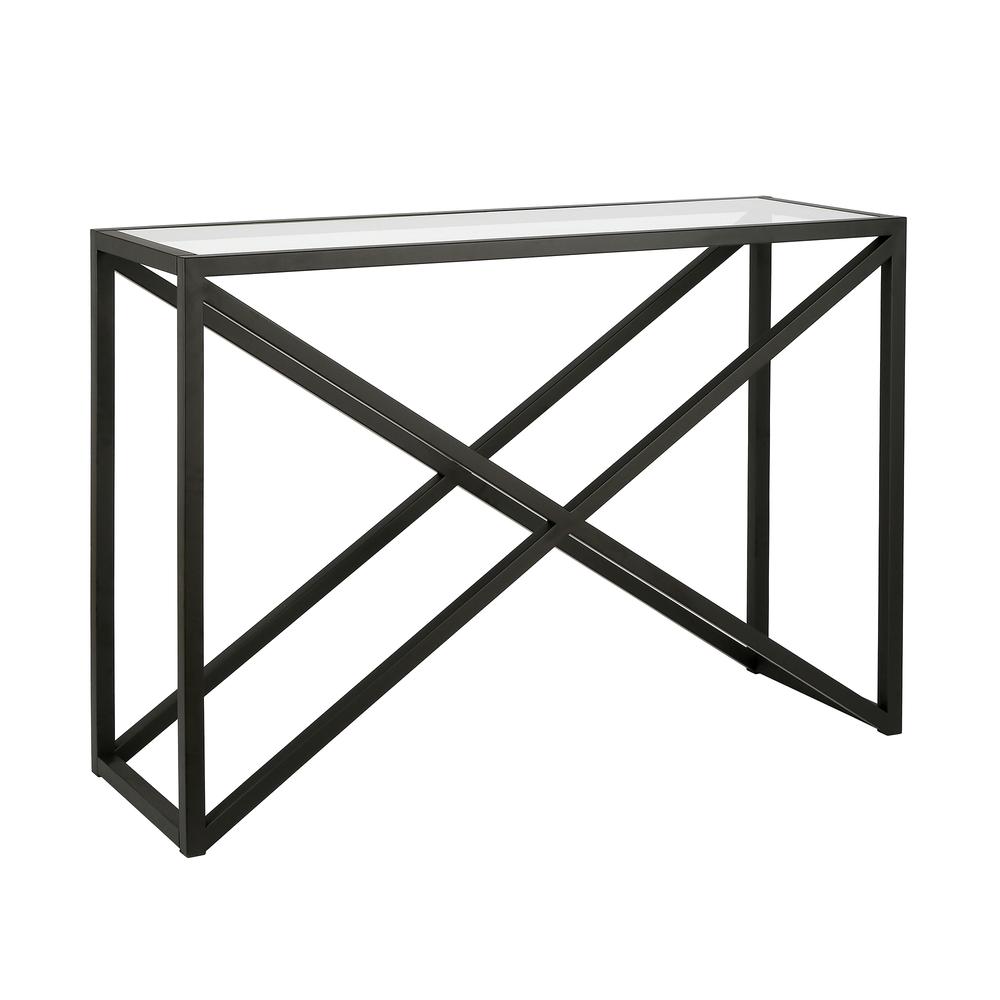 Calix 42'' Wide Rectangular Console Table in Blackened Bronze. Picture 1