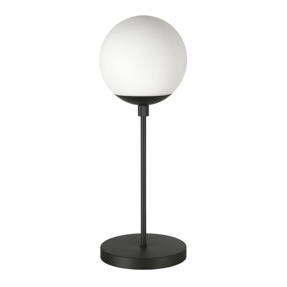 Theia 21" Tall Globe & Stem Table Lamp with Glass Shade in Blackened Bronze/Clear. Picture 1