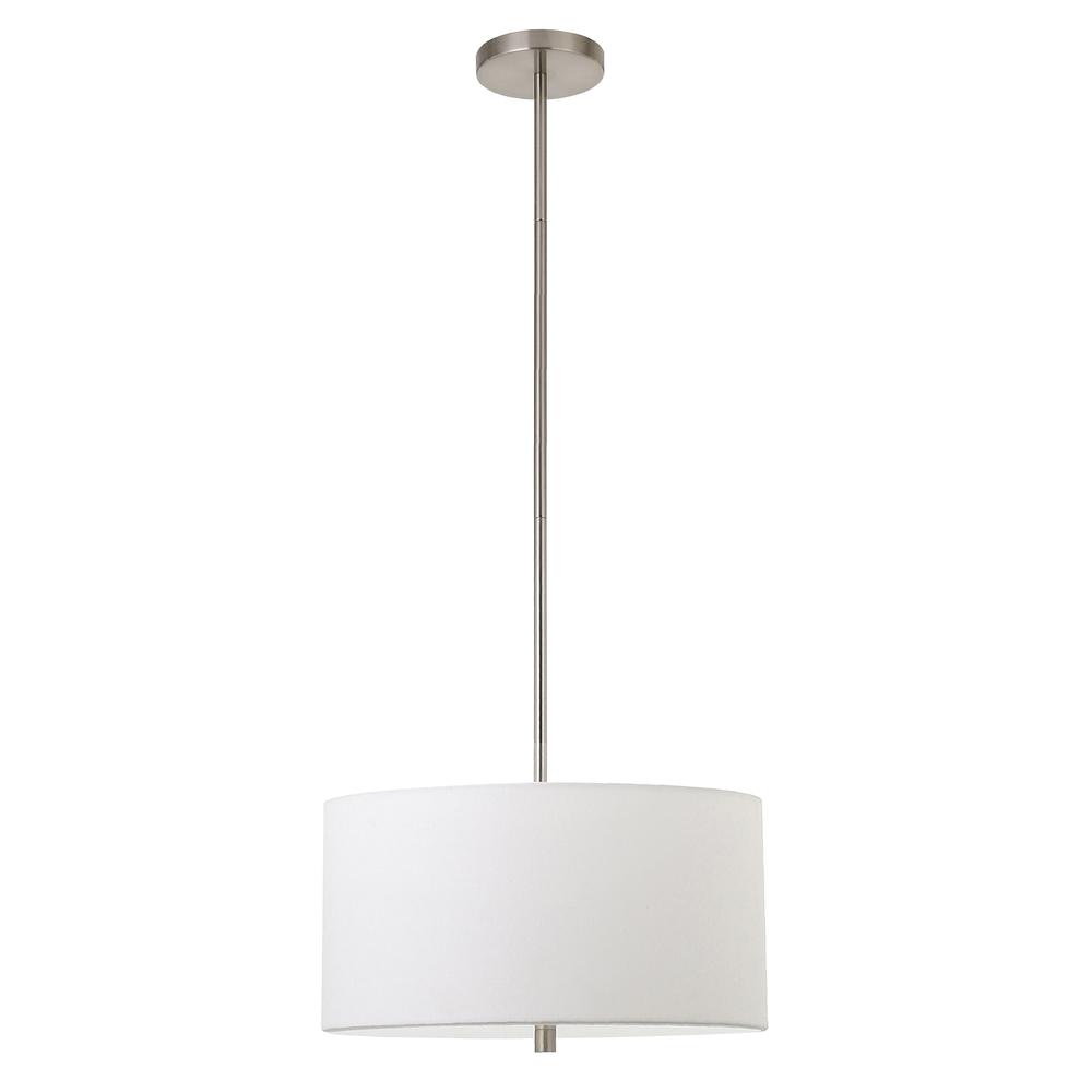Ellis 16" Wide Pendant with Fabric Shade in Brushed Nickel /White. Picture 3
