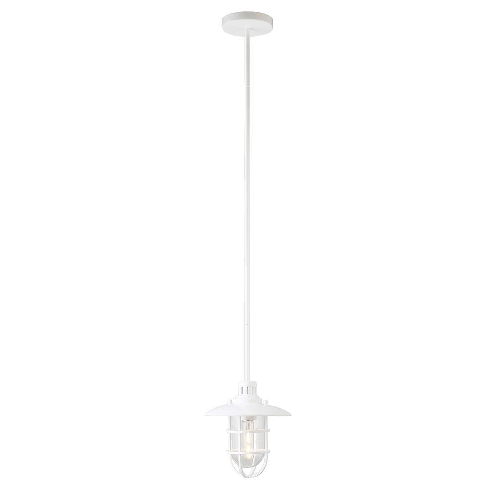 Bay 8.25" Wide Lantern Pendant with Glass/Metal Shade in White/Clear. Picture 3