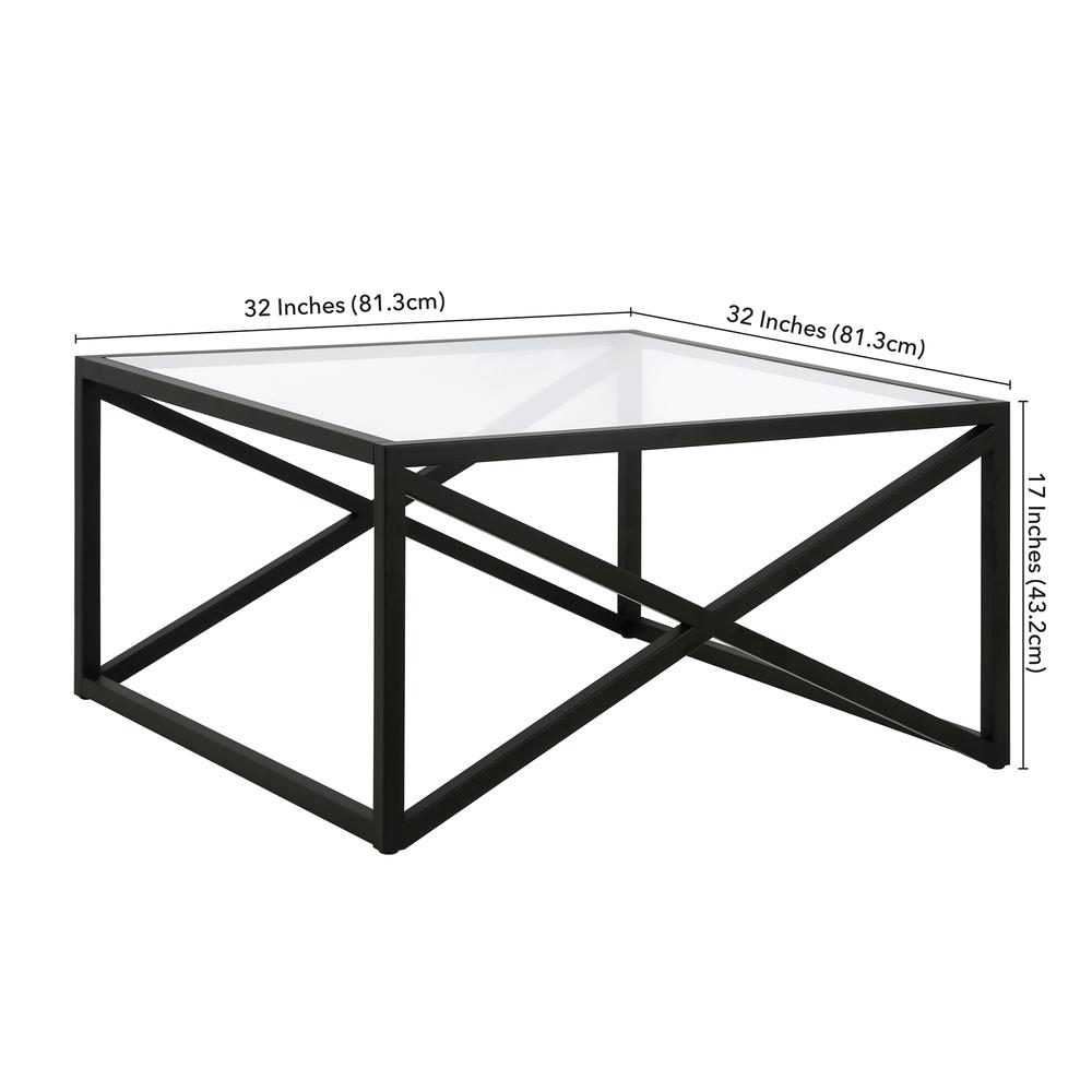 Calix 32'' Wide Square Coffee Table in Blackened Bronze. Picture 5