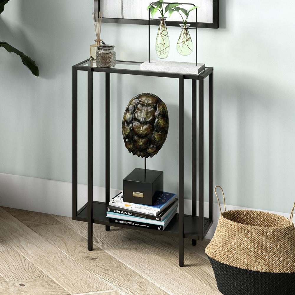 Vireo 22'' Wide Rectangular Console Table with Metal Shelf in Blackened Bronze. Picture 2
