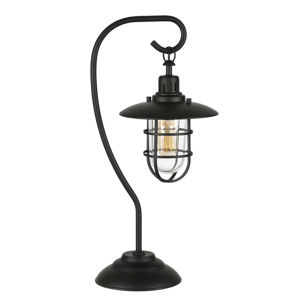 Bay 22" Tall Nautical Table Lamp with Glass/Metal Shade in Blackened Bronze/Clear. The main picture.