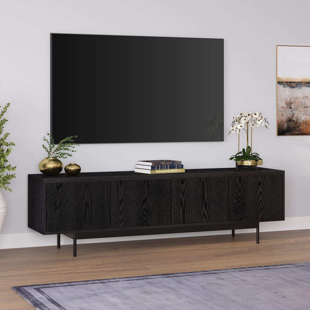 Abington Rectangular TV Stand for TV's up to 75" in Black Grain. Picture 4