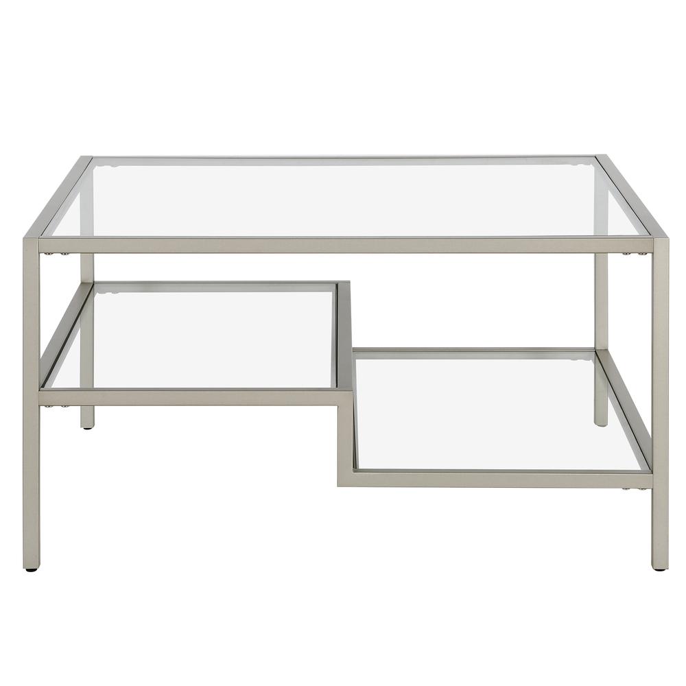 Lovett 32'' Wide Square Coffee Table in Satin Nickel. Picture 3