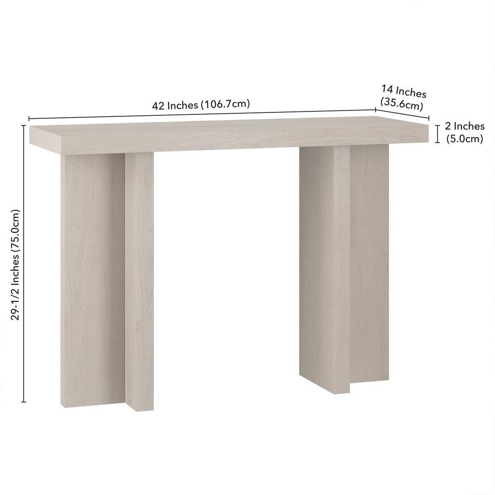 Dimitra 42" Wide Rectangular Console Table in Alder White. Picture 5