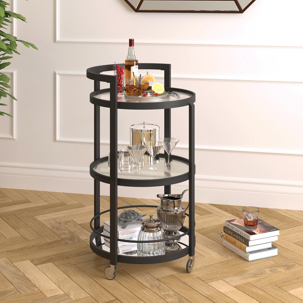Hause 21'' Wide Round Bar Cart in Blackened Bronze. Picture 5