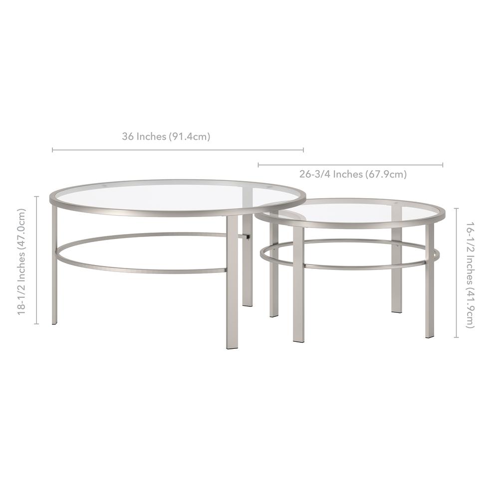 Gaia Round Nested Coffee Table in Satin Nickel. Picture 5