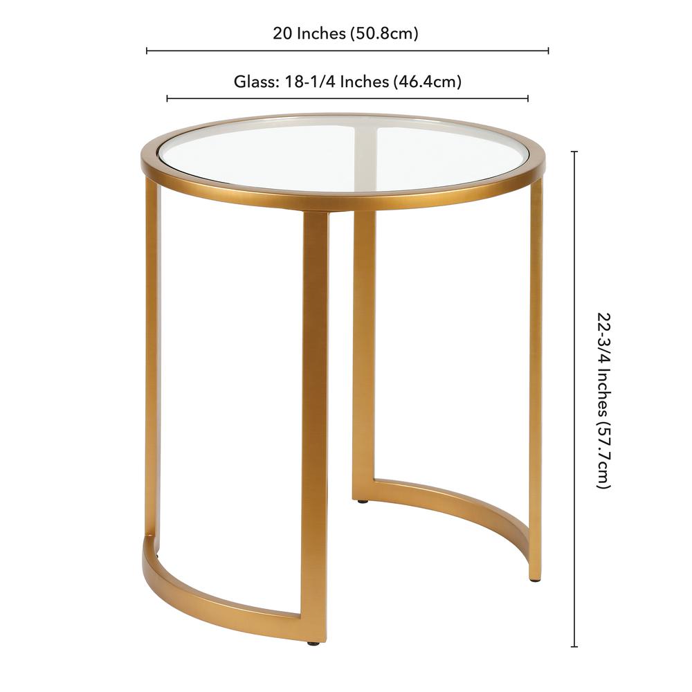 Mitera 20'' Wide Round Side Table in Brass. Picture 5