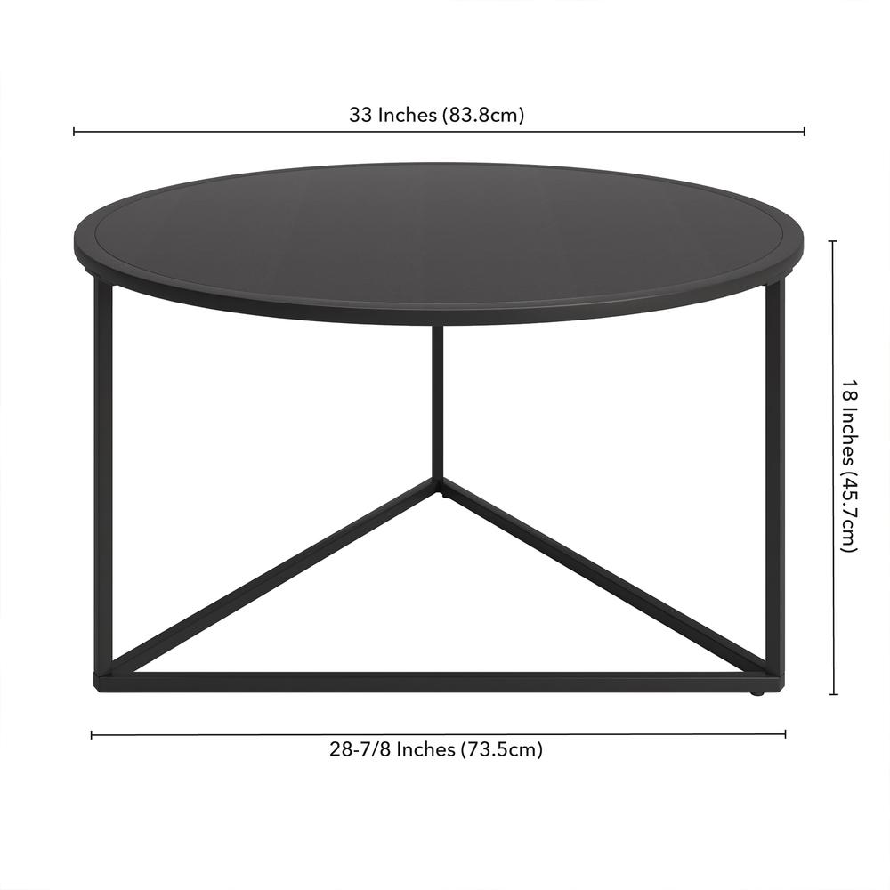 Jenson 33'' Wide Round Coffee Table with Metal Top in Blackened Bronze. Picture 6