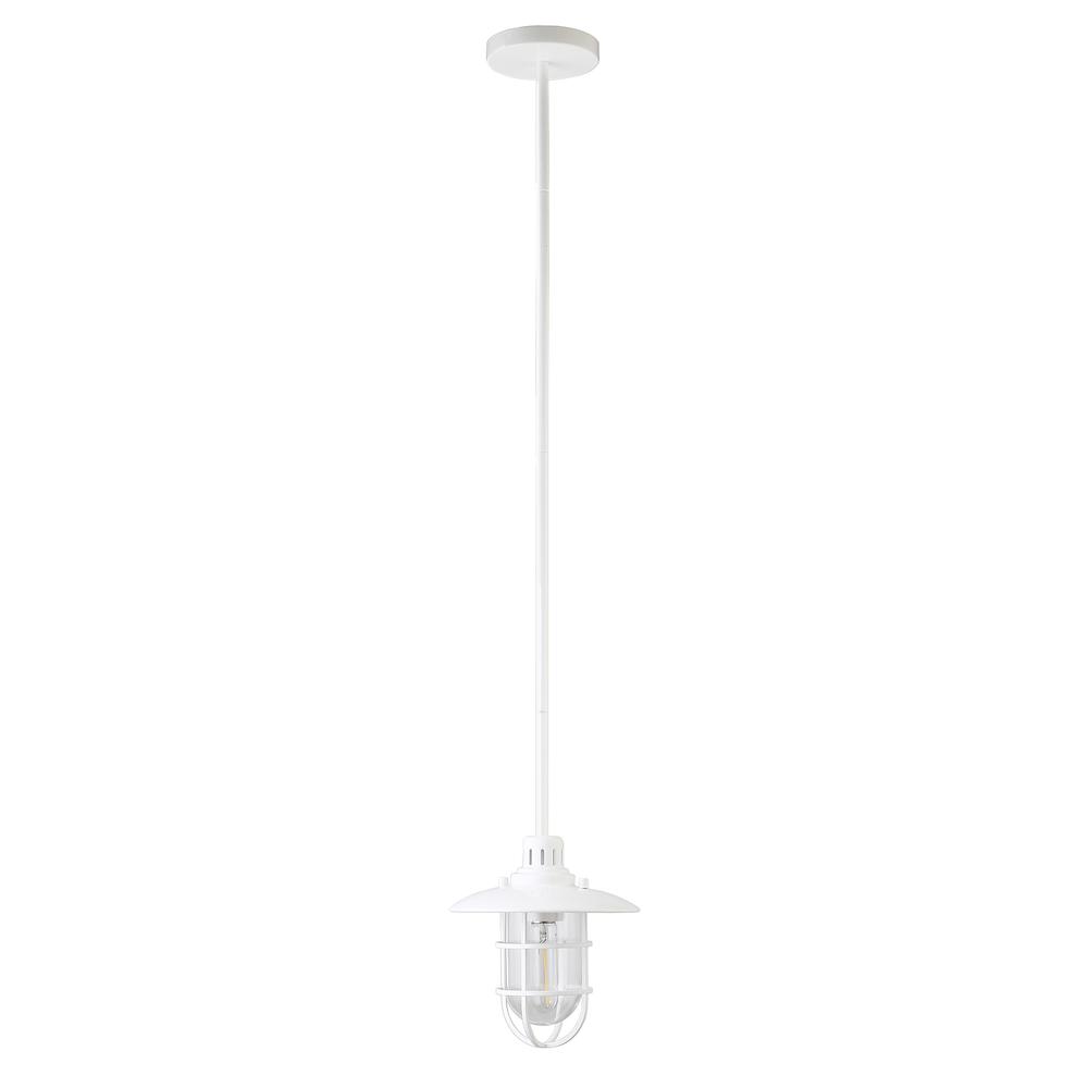 Bay 8.25" Wide Lantern Pendant with Glass/Metal Shade in White/Clear. Picture 1