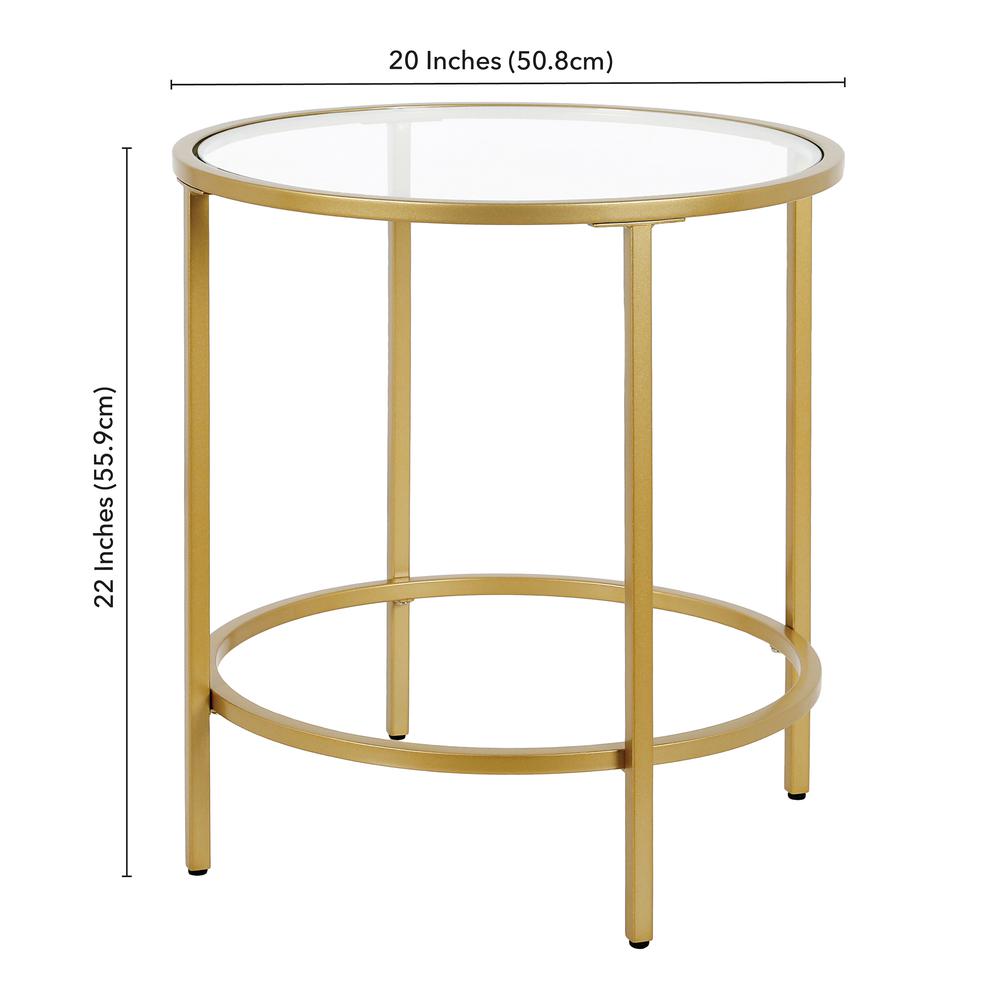 Sivil 20'' Wide Round Side Table in Brass. Picture 5