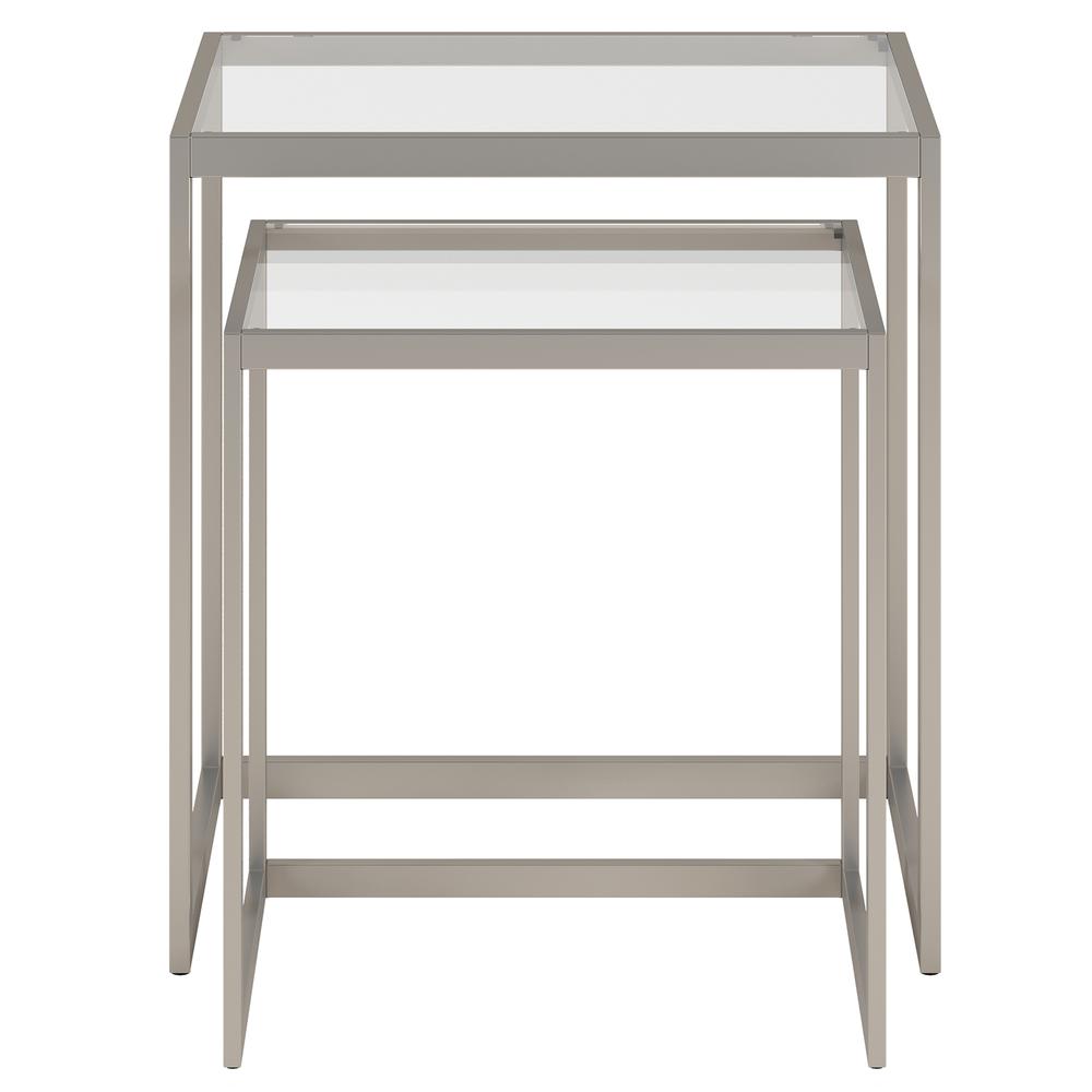 Rocco Rectangular Nested Side Table in Satin Nickel. Picture 3