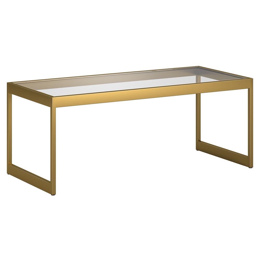 Ezra 45" Wide Rectangular Coffee Table in Deep Gold. Picture 1