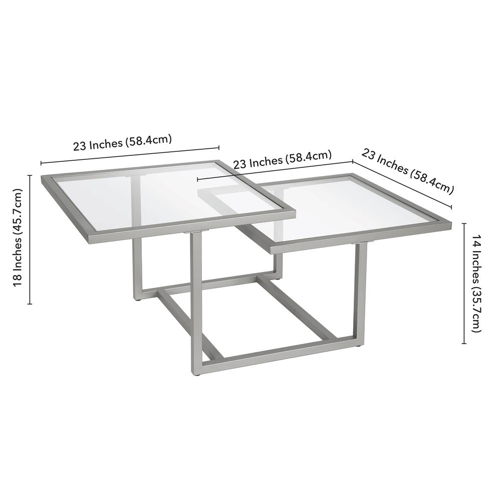 Amalie 43'' Wide Square Coffee Table in Nickel. Picture 5