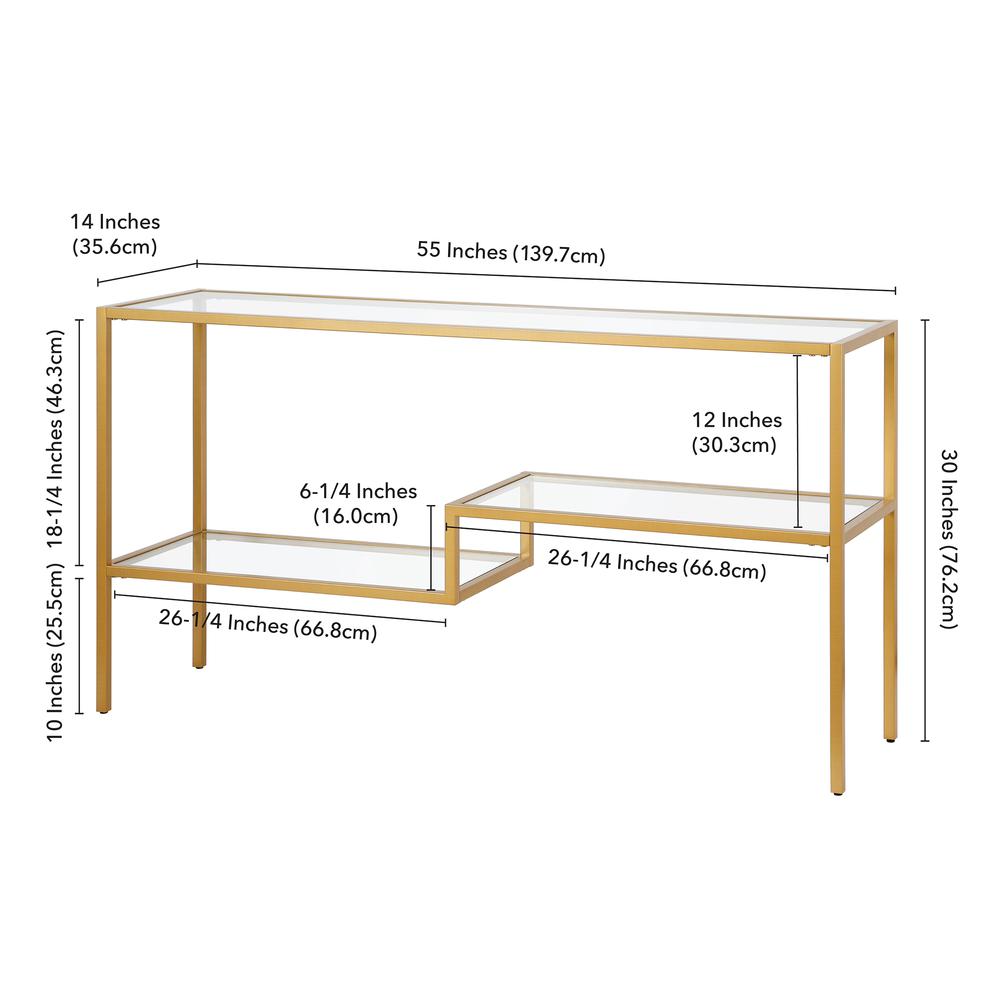 Lovett 55'' Wide Rectangular Console Table in Brass. Picture 5