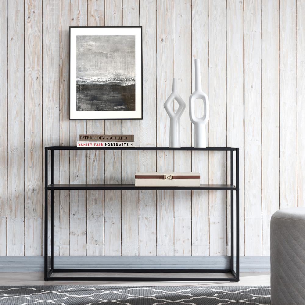Nellie 42'' Wide Rectangular Console Table with Metal Shelf in Blackened Bronze. Picture 4