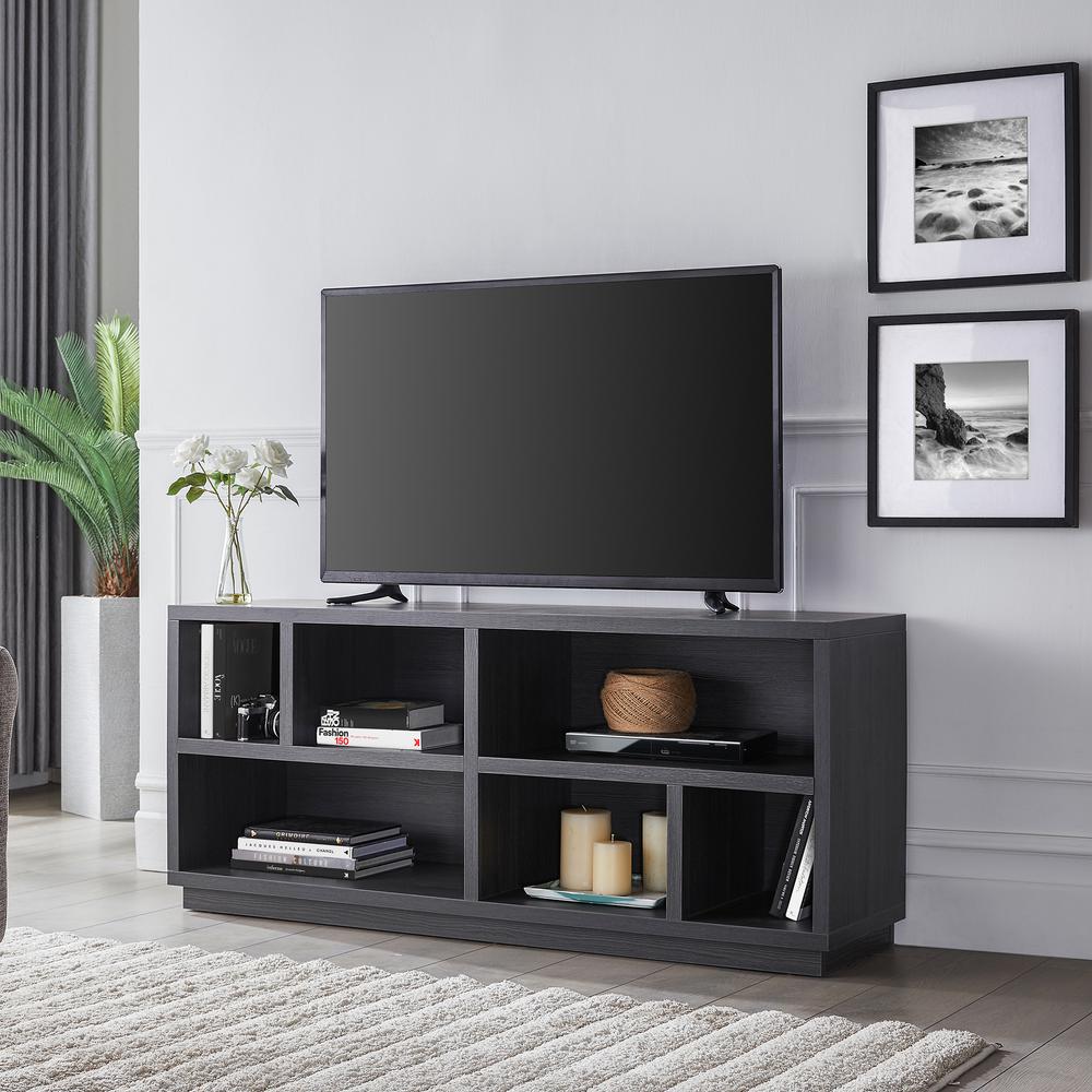 Bowman Rectangular TV Stand for TV's up to 65" in Charcoal Gray. Picture 2