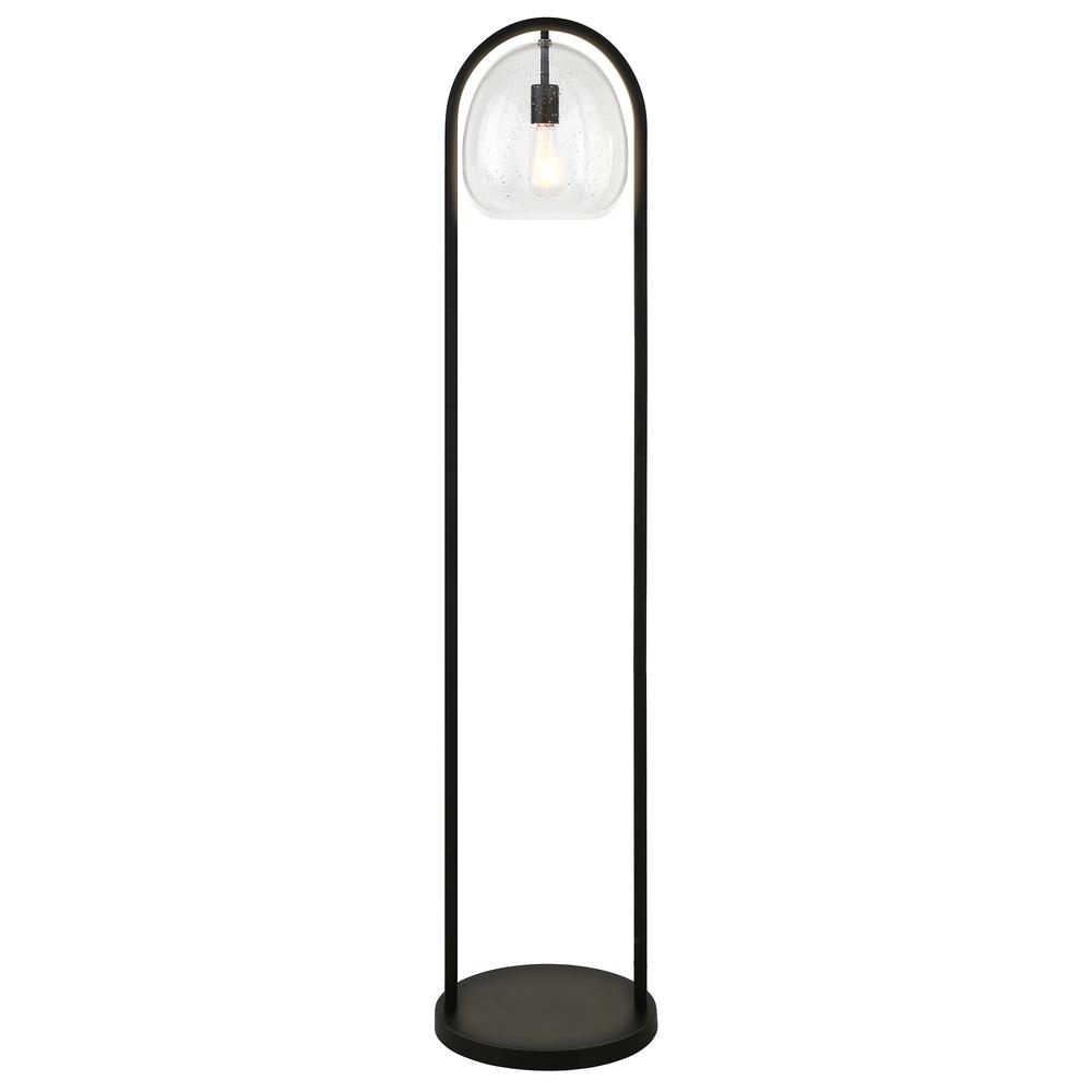 Sydney 64" Floor Lamp with Seeded Glass Shade in Blackened Bronze. Picture 3