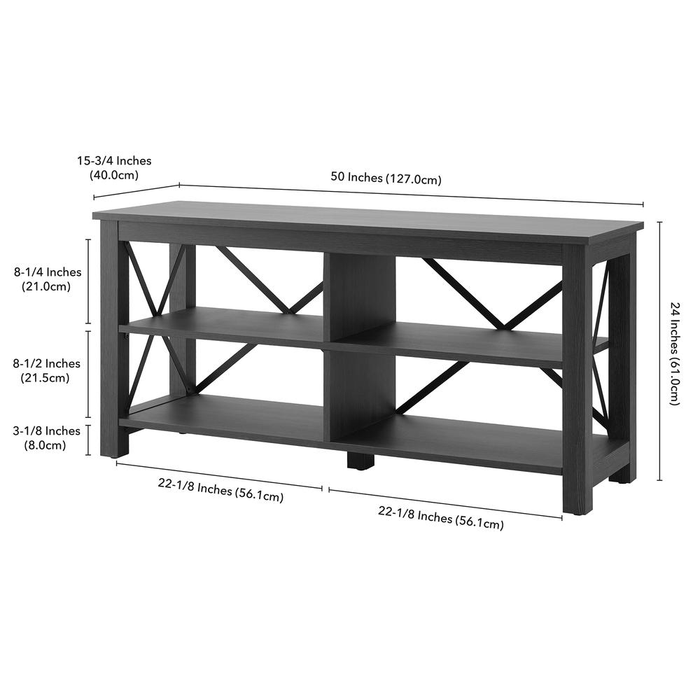 Sawyer Rectangular TV Stand for TV's up to 55" in Charcoal Gray. Picture 5