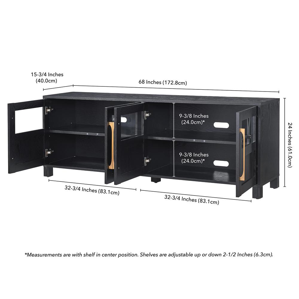 Holbrook Rectangular TV Stand for TV's up to 75" in Black Grain. Picture 5