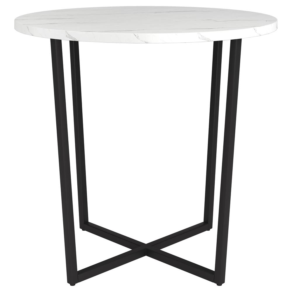 Pivetta 22" Wide Round Side Table with Faux Marble Top in Blackened Bronze. Picture 1