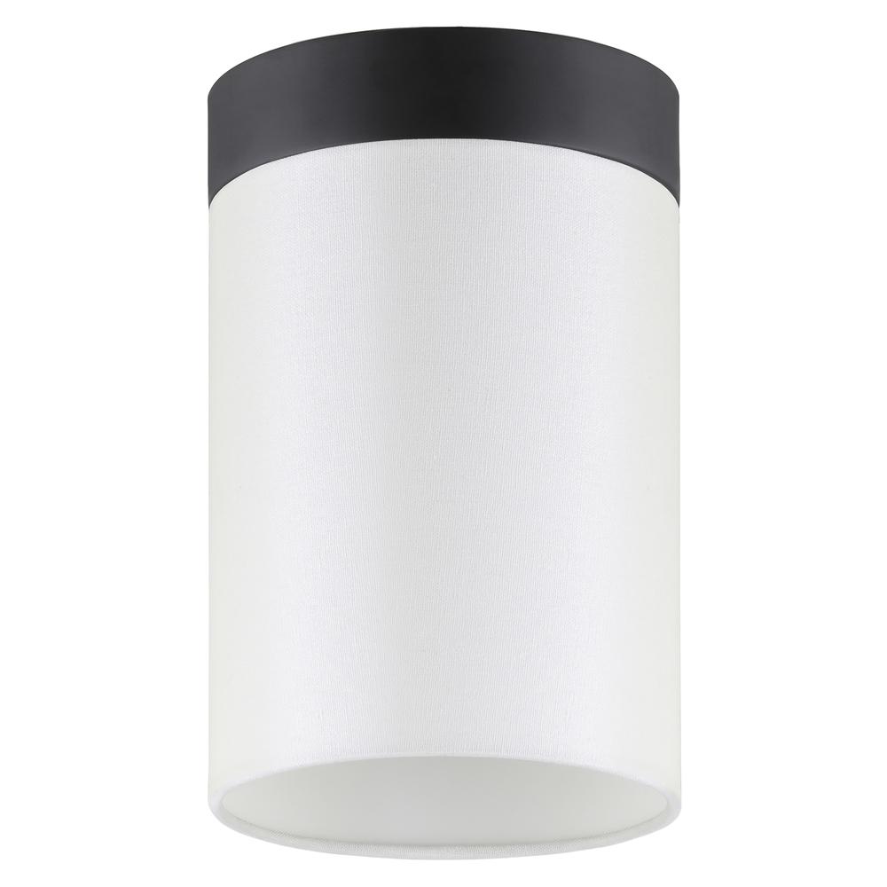 Piper 6" Flush Mount with Fabric Shade in Blackened Bronze/White. Picture 1