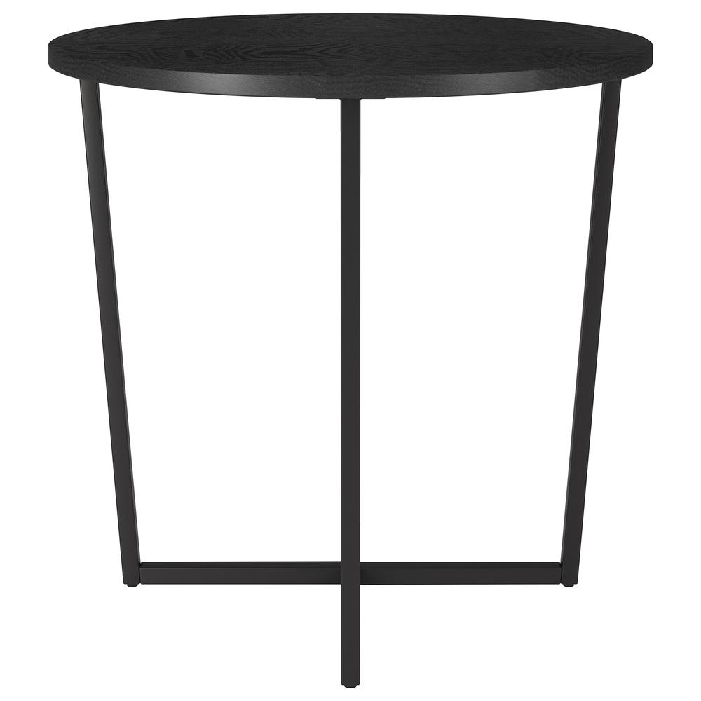 Pivetta 22" Wide Round Side Table with MDF Top in Blackened Bronze/Black Grain. Picture 3