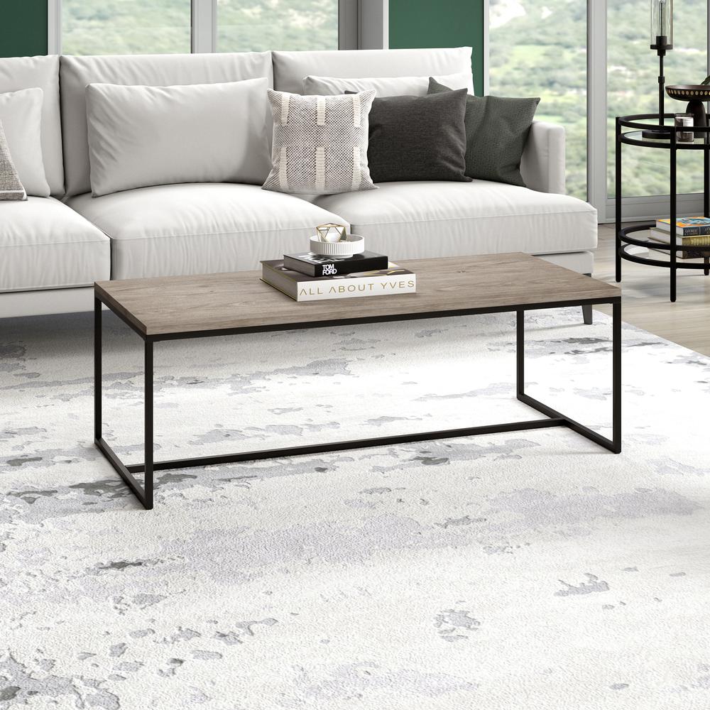 Boone 47.25" Wide Rectangular Coffee Table in Antiqued Gray Oak. Picture 5