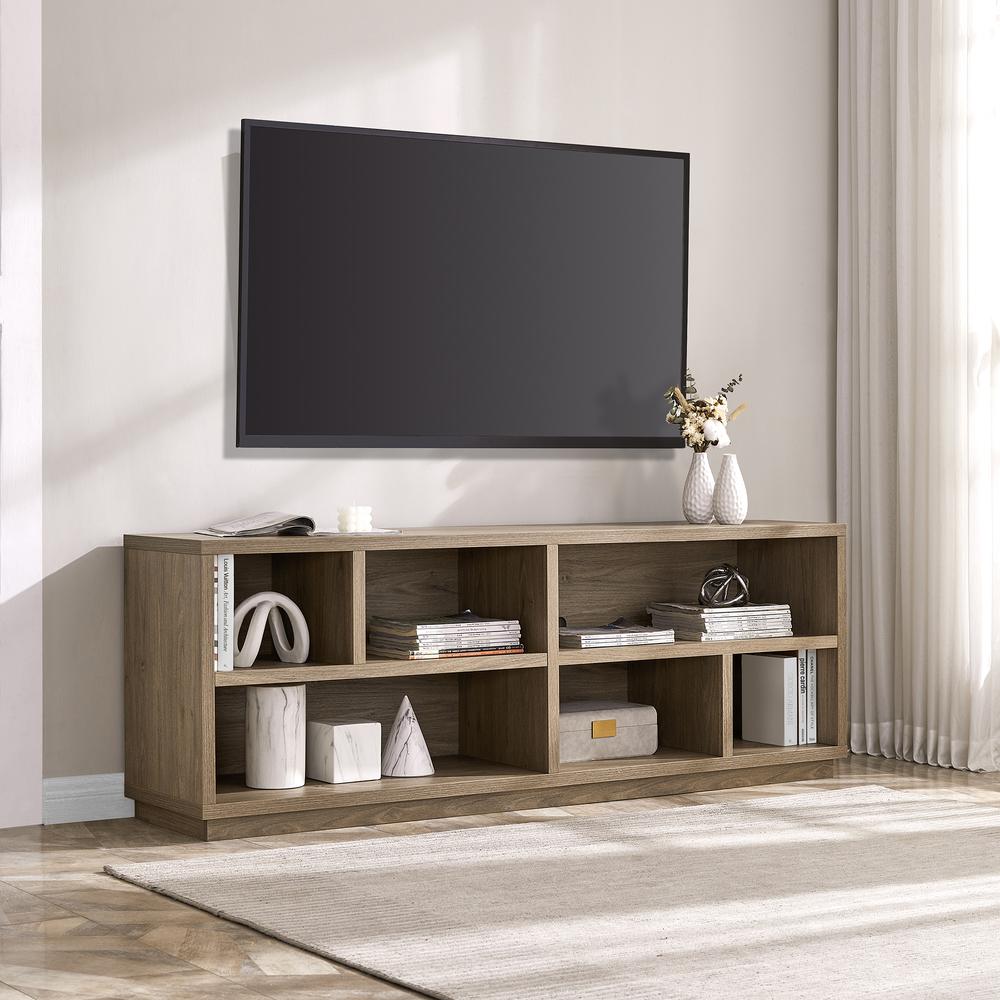 Bowman Rectangular TV Stand for TV's up to 75" in Antiqued Gray Oak. Picture 5