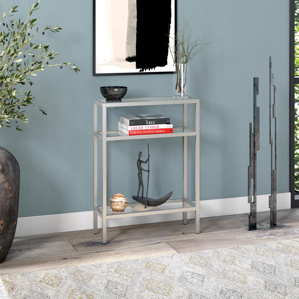 Sivil 22'' Wide Rectangular Console Table in Satin Nickel. Picture 2