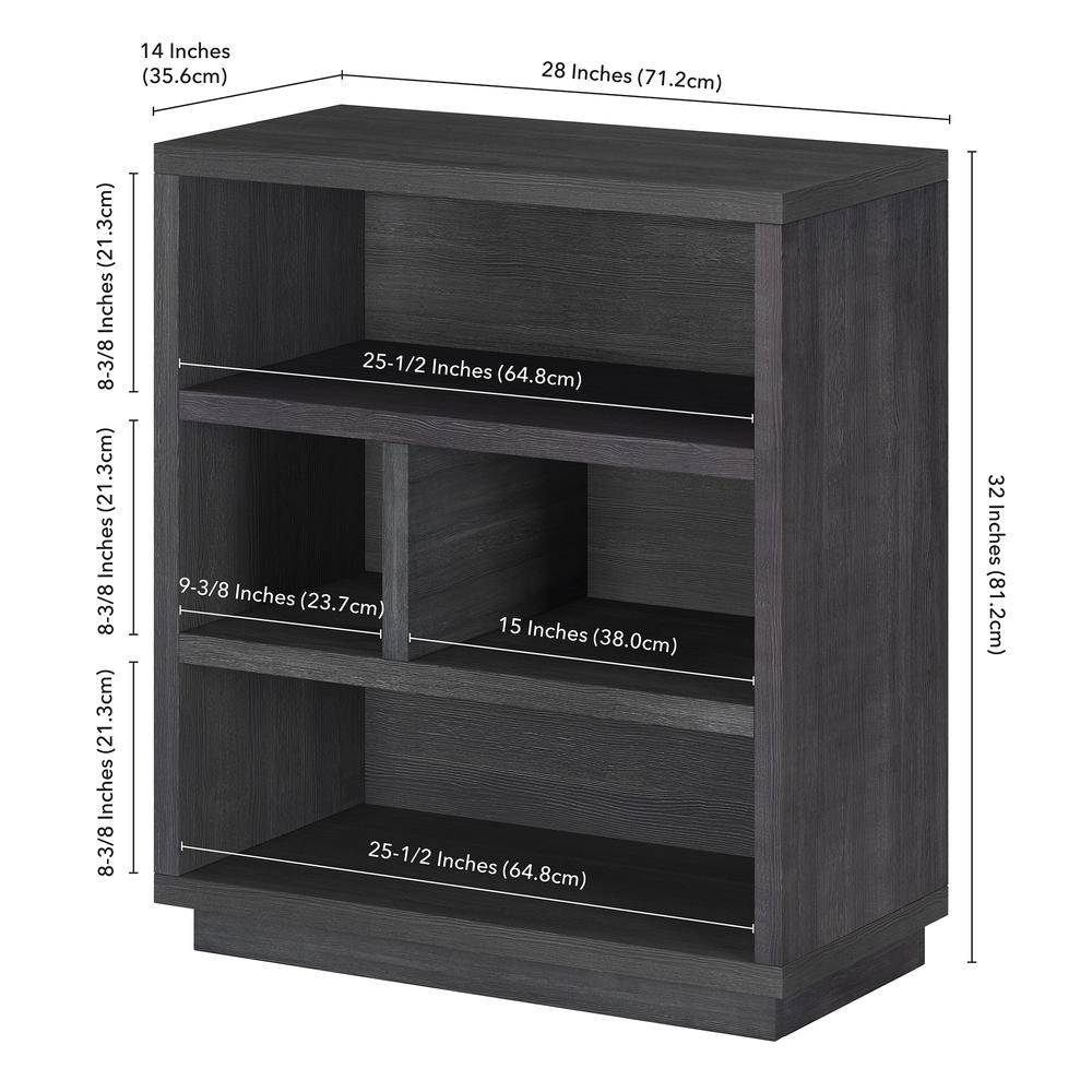 Bowman 32'' Tall Rectangular Bookcase in Charcoal Gray. Picture 5