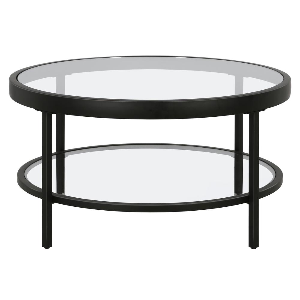 Alexis 32'' Wide Round Coffee Table in Blackened Bronze. Picture 3