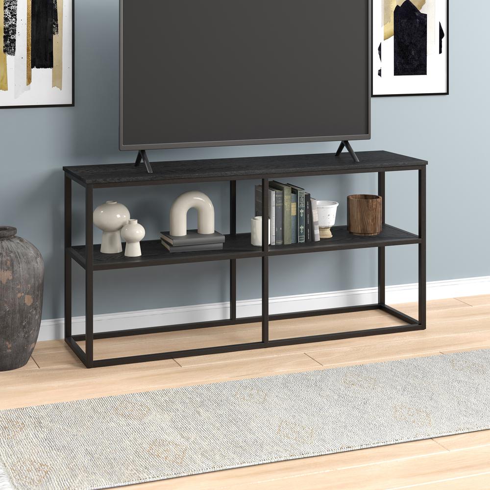 Brasier Rectangular TV Stand for TV's up to 65" in Black Grain. Picture 2