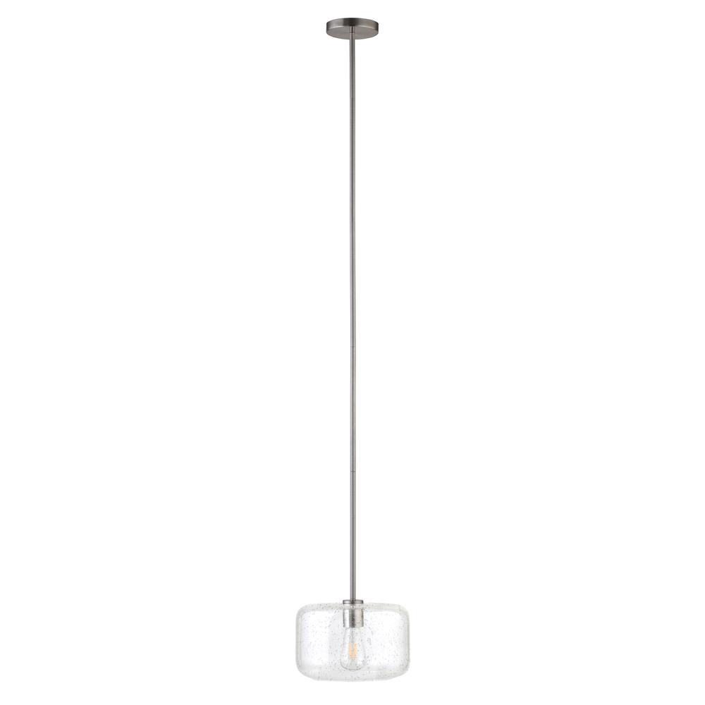 Channing 11" Wide Pendant with Glass Shade in Brushed Nickel/Seeded. Picture 1