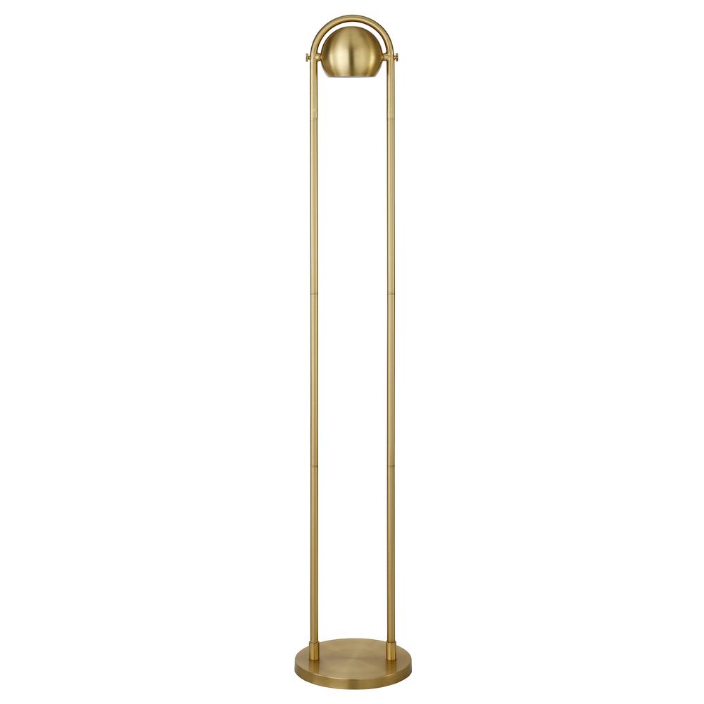 Delgado 64" Tall Floor Lamp with Metal Shade in Brushed Brass. Picture 1