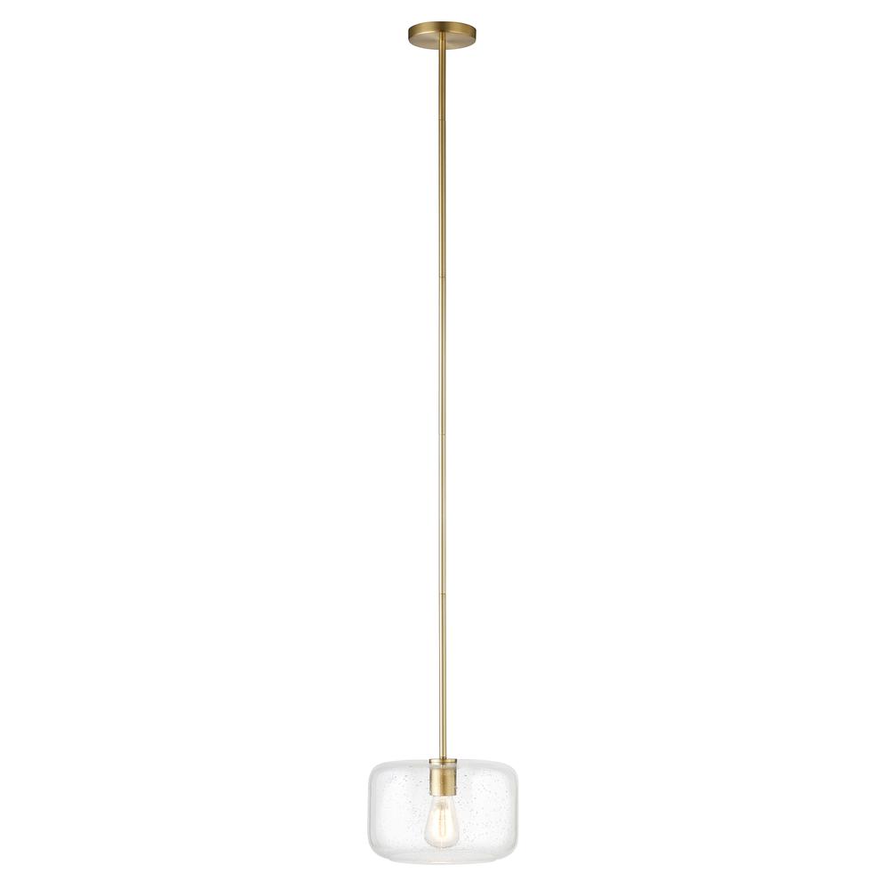 Channing 11" Wide Pendant with Glass Shade in Brass/Seeded. Picture 3
