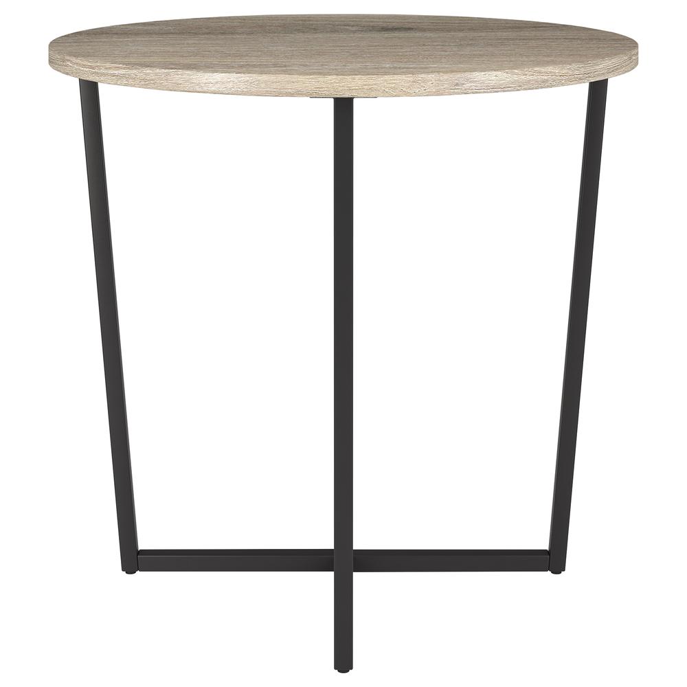 Pivetta 22" Wide Round Side Table with MDF Top in Blackened Bronze/Antiqued Gray Oak. Picture 3