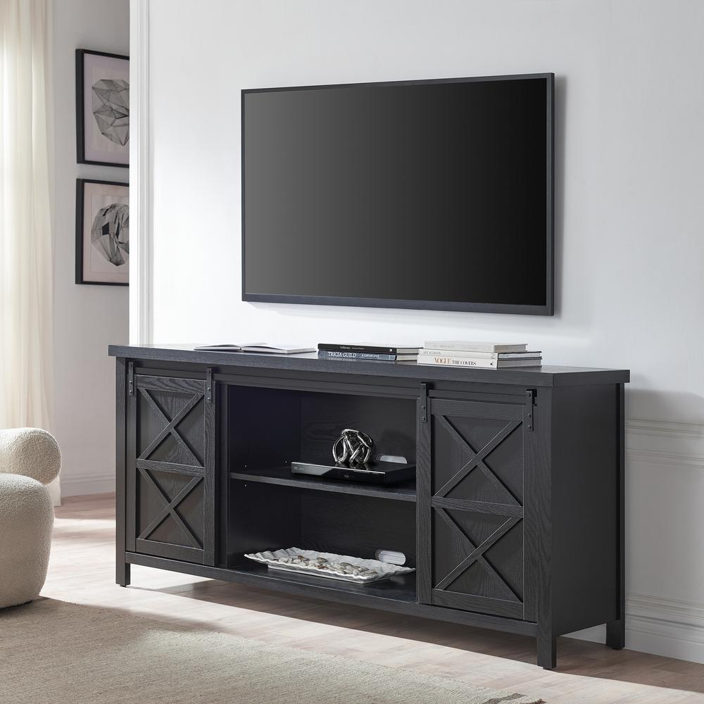 Elmwood Rectangular TV Stand for TV's up to 80" in Black Grain. Picture 2