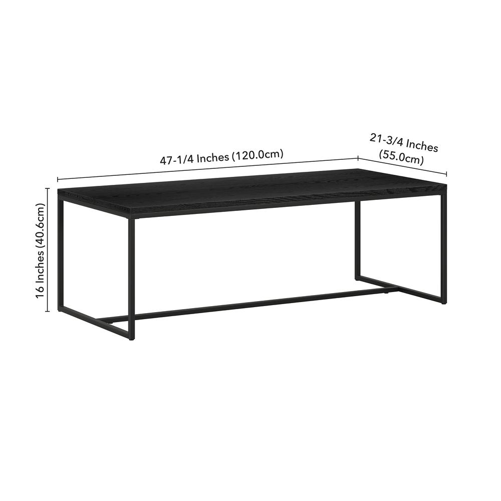 Boone 47.25" Wide Rectangular Coffee Table in Black Grain. Picture 5