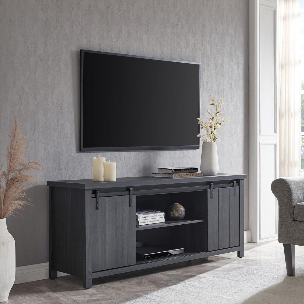 Deacon Rectangular TV Stand for TV's up to 65" in Charcoal Gray. Picture 2