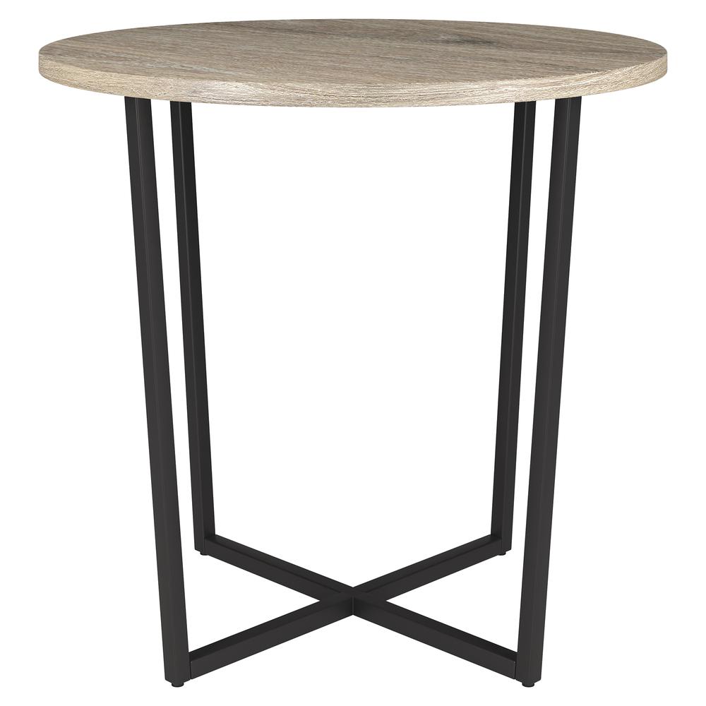 Pivetta 22" Wide Round Side Table with MDF Top in Blackened Bronze/Antiqued Gray Oak. Picture 1