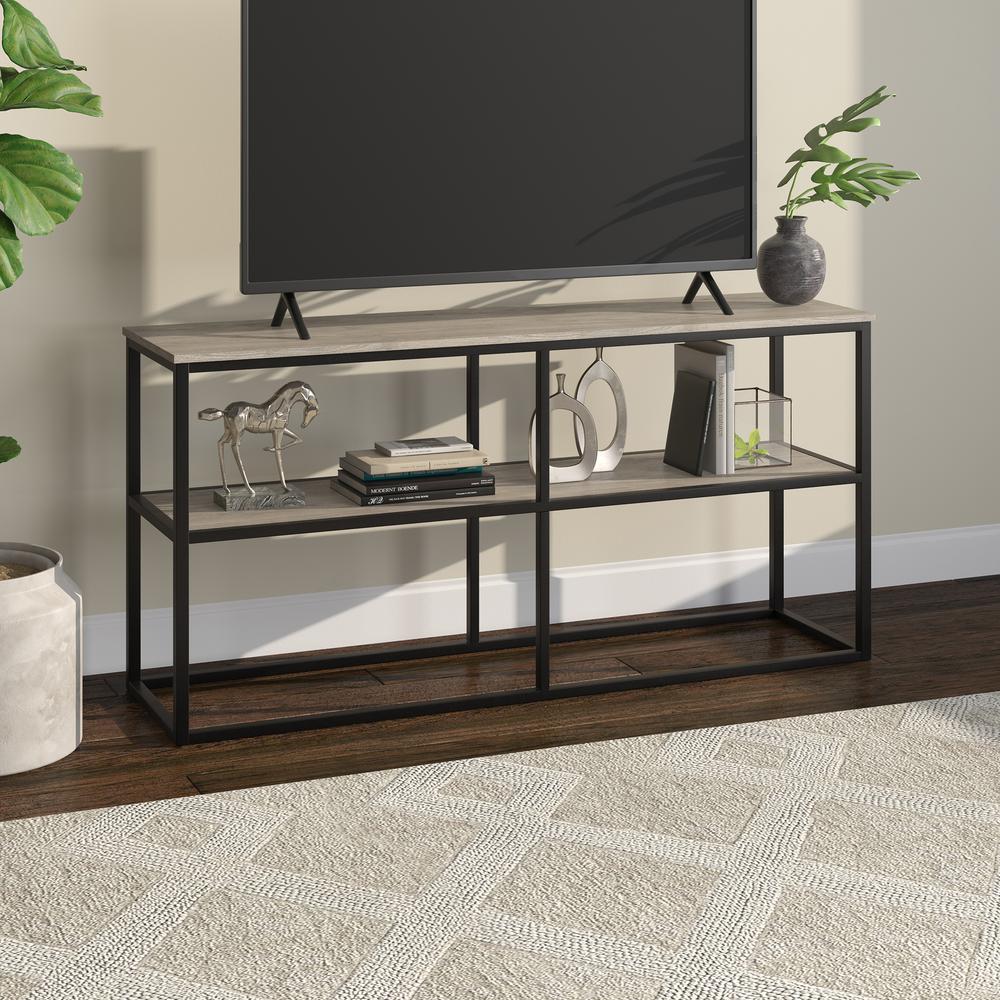 Brasier Rectangular TV Stand for TV's up to 65" in Antiqued Gray Oak. Picture 2