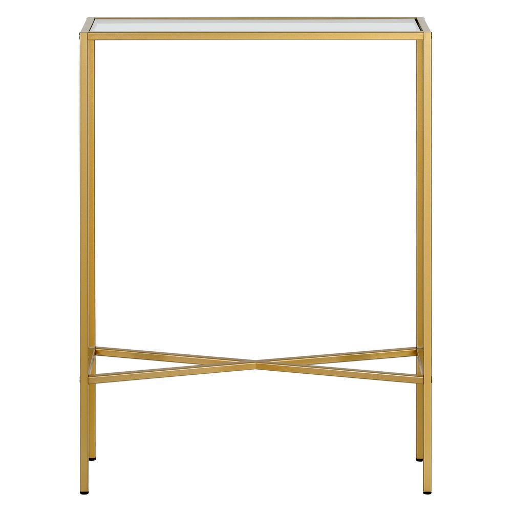 Henley 22'' Wide Rectangular Console Table with Glass Top in Brass. Picture 3