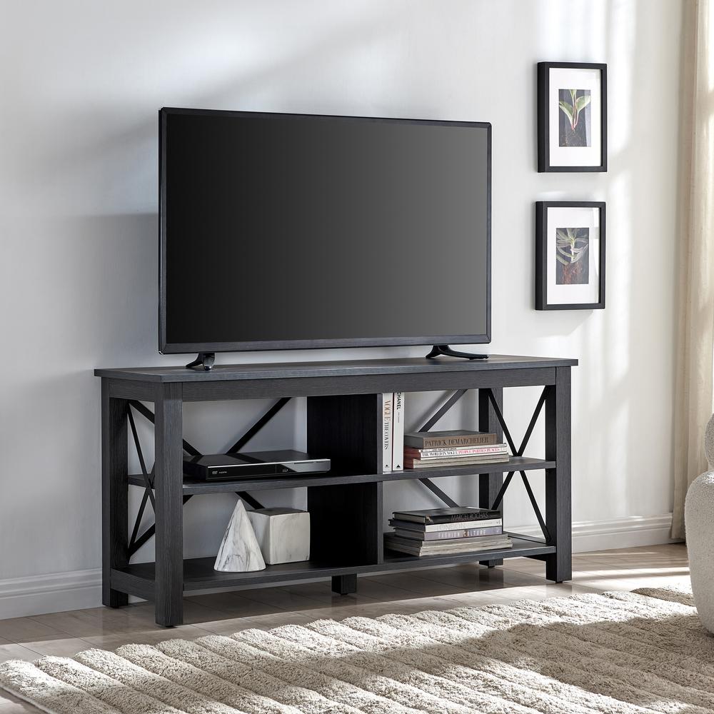 Sawyer Rectangular TV Stand for TV's up to 55" in Charcoal Gray. Picture 2
