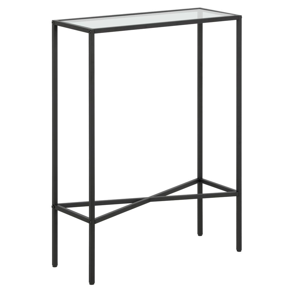 Henley 22'' Wide Rectangular Console Table with Glass Top in Blackened Bronze. Picture 1