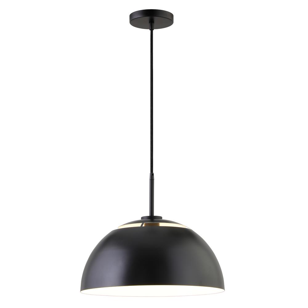 Jordyn 16" Wide Pendant with Metal Shade in Matte Black. Picture 3