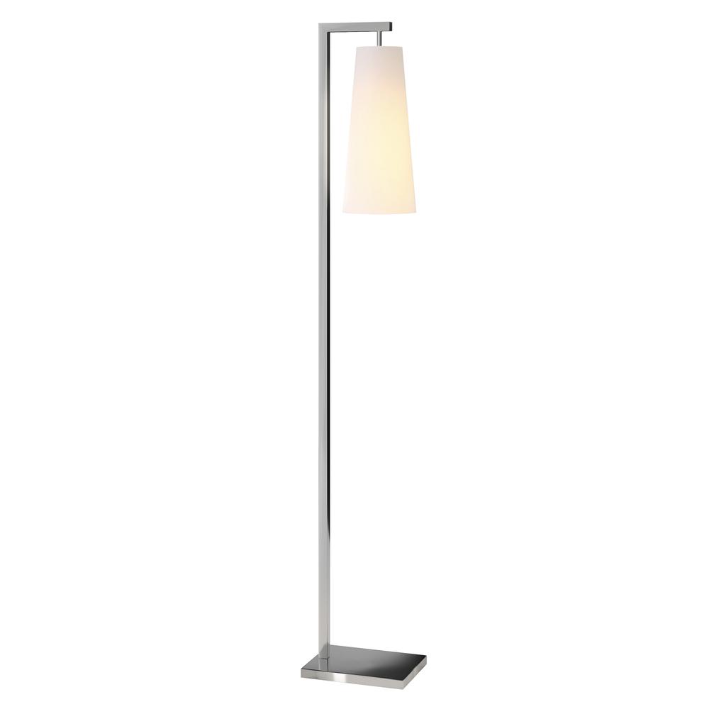 Moser 71" Tall Floor Lamp with Fabric Shade in Brushed Nickel/White. Picture 3