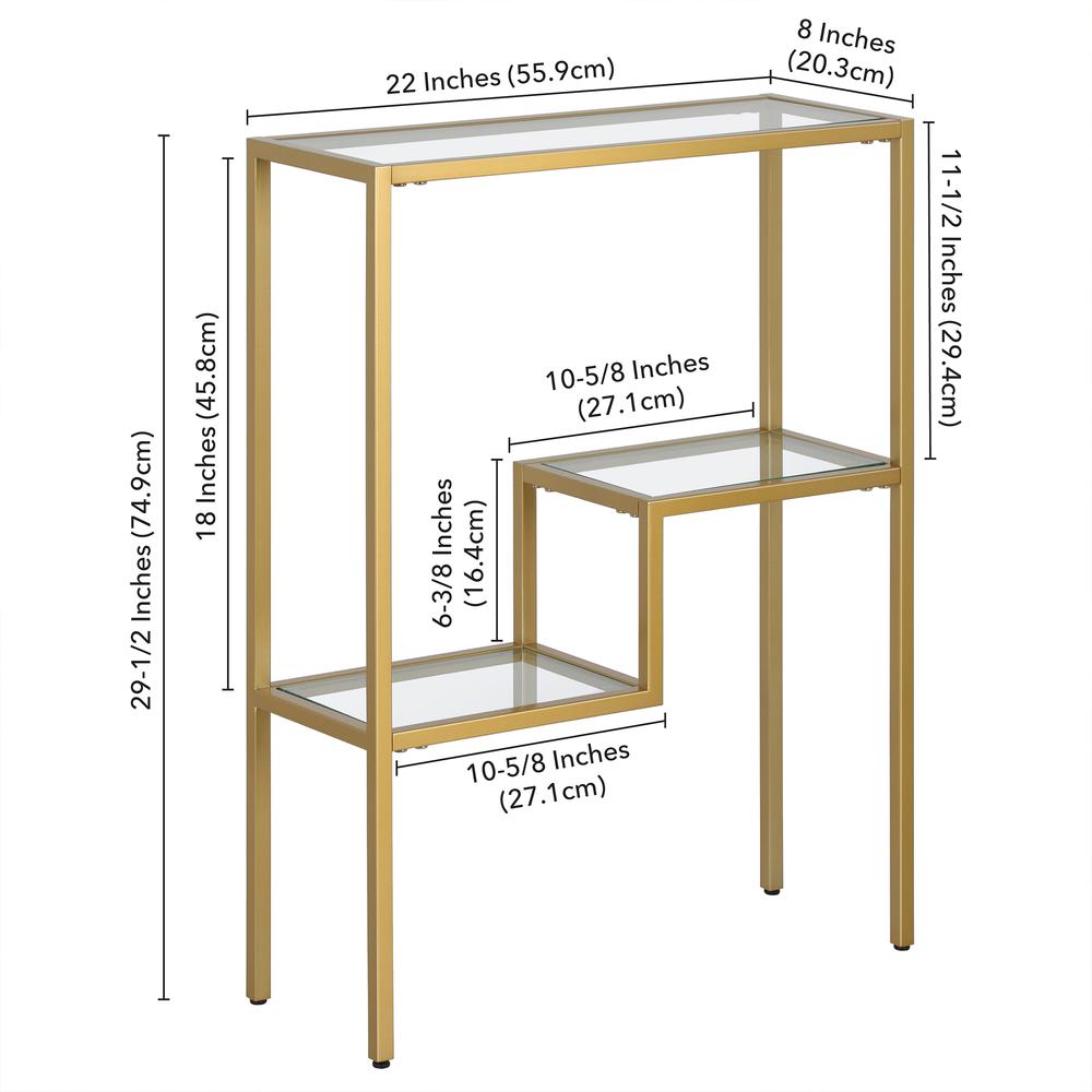 Lovett 22'' Wide Rectangular Console Table in Brass. Picture 5